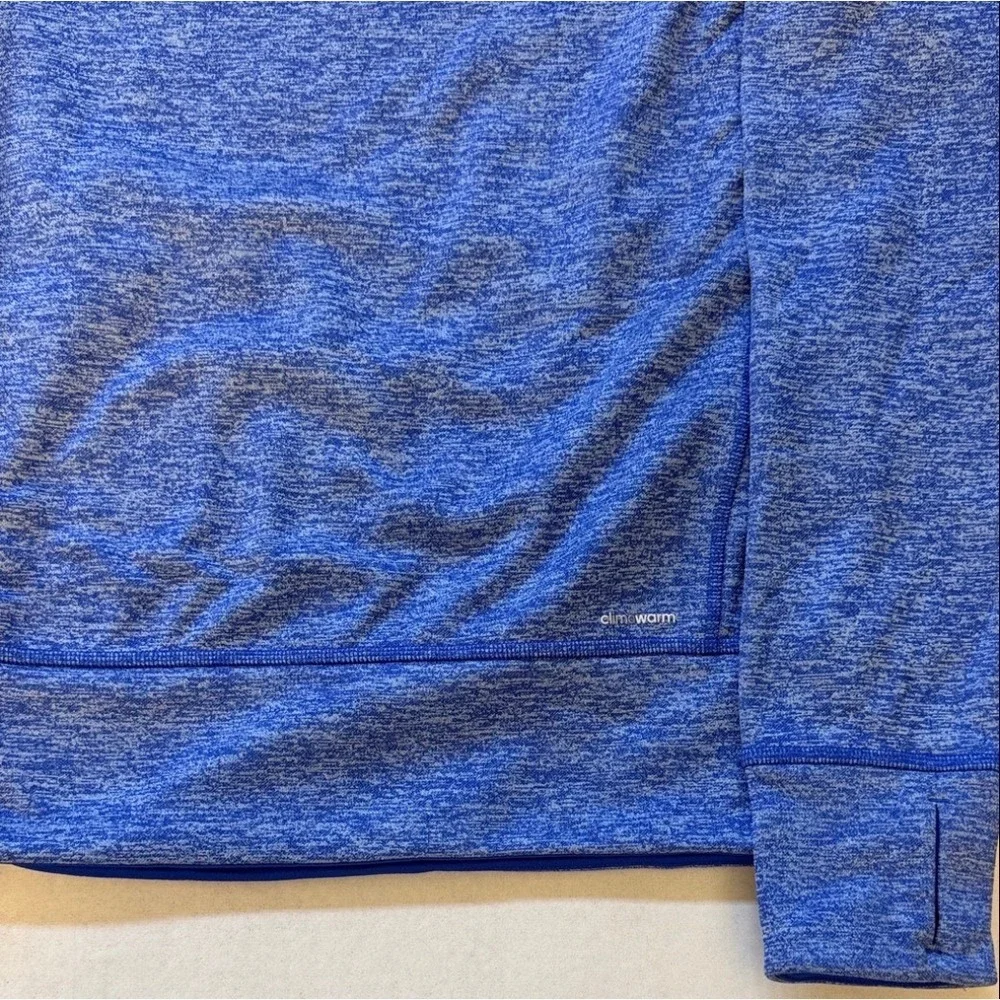 Adidas Mens ClimaWarm Hoodie Blue Space Dye Fleece Pullover‎ Sweatshirt Small